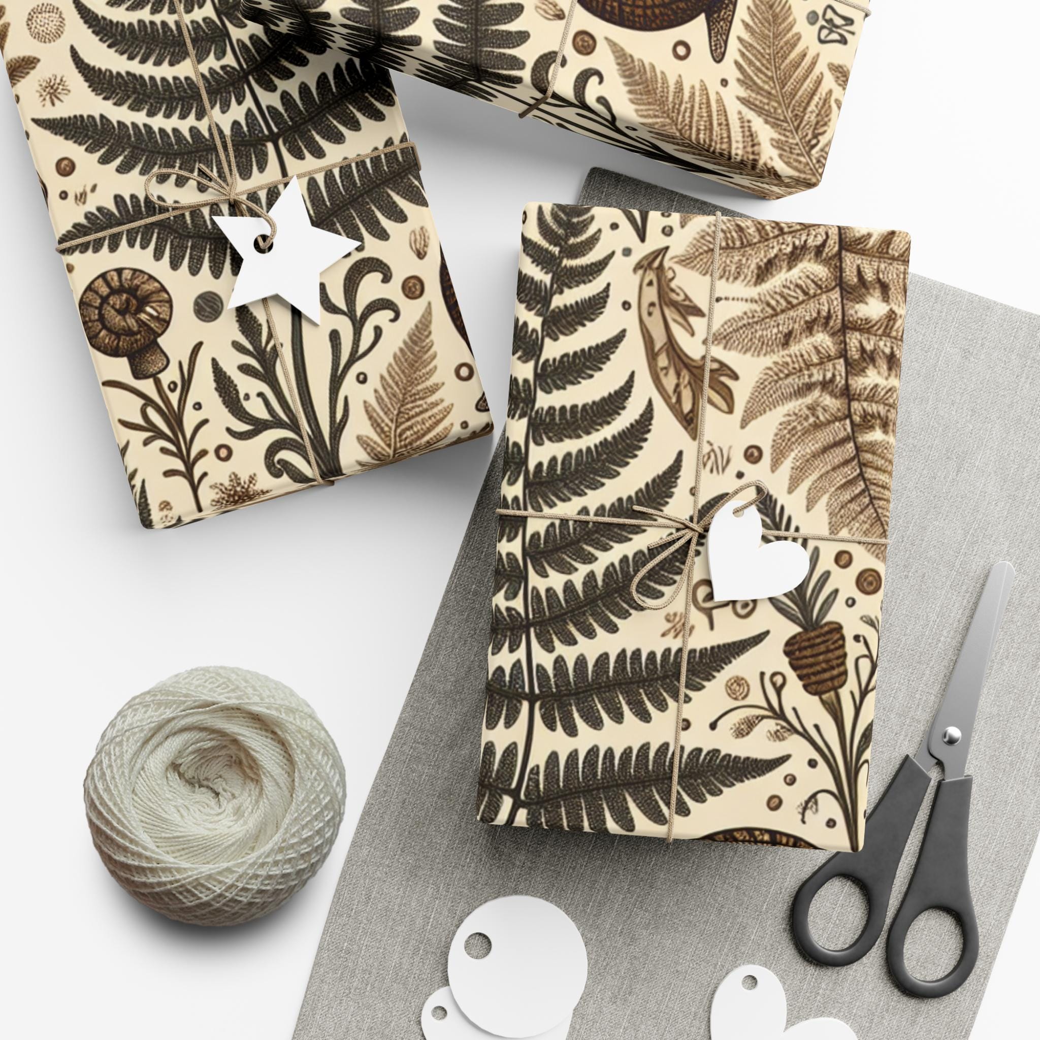 Mushroom Snail Fern Wrapping Paper, Cottagecore Gift Wrap