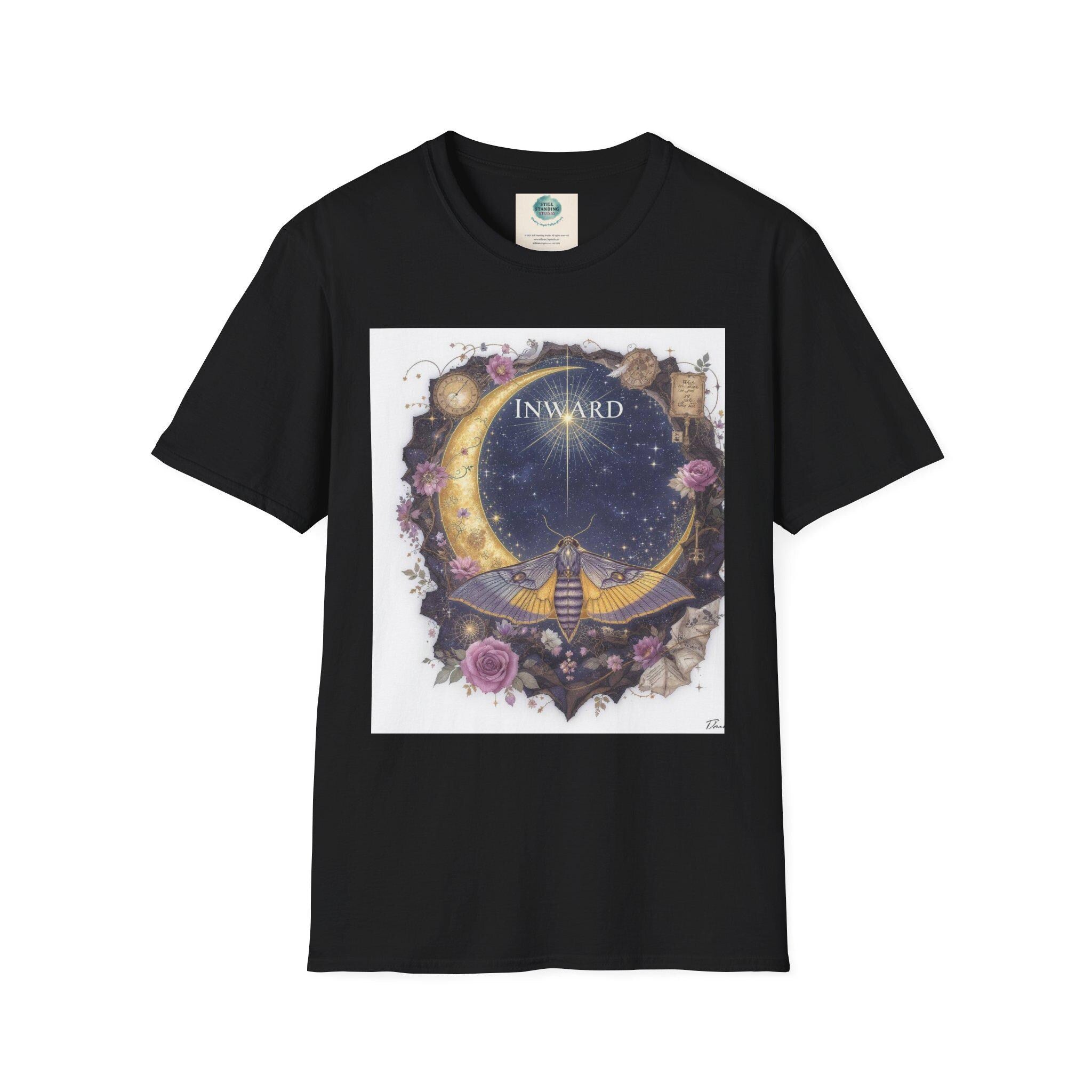 Mystical Moon Graphic T-Shirt – Boho Celestial Art Tee