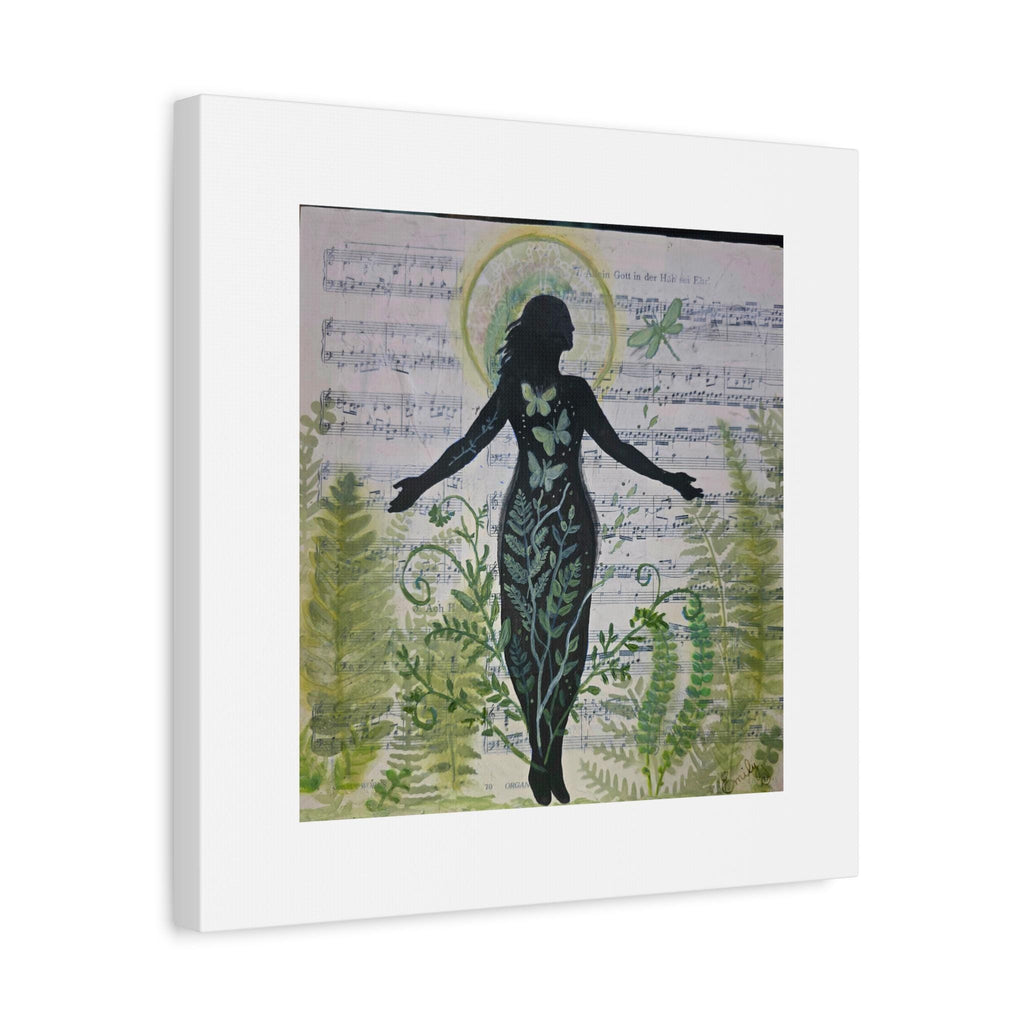 Botanical Dragonfly Silhouette Canvas Print, Healing Mixed Media Wall Art