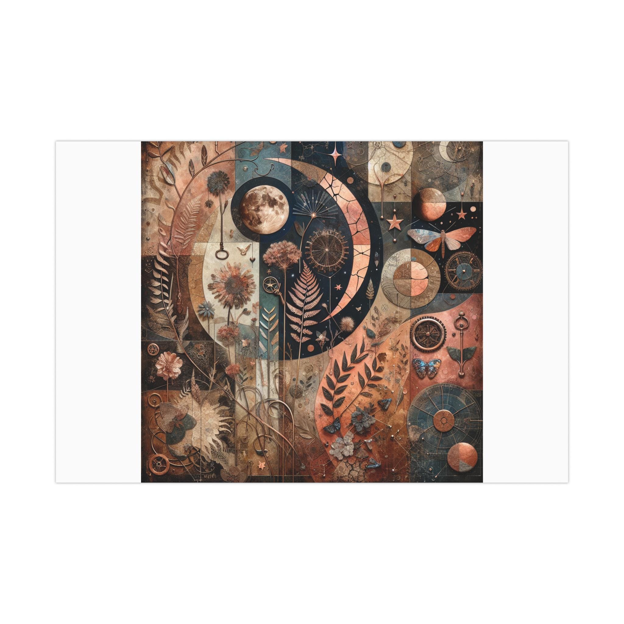 Mixed Media Art Print, Celestial Steampunk, Healing Transformation Still Standing  Journal Sticker