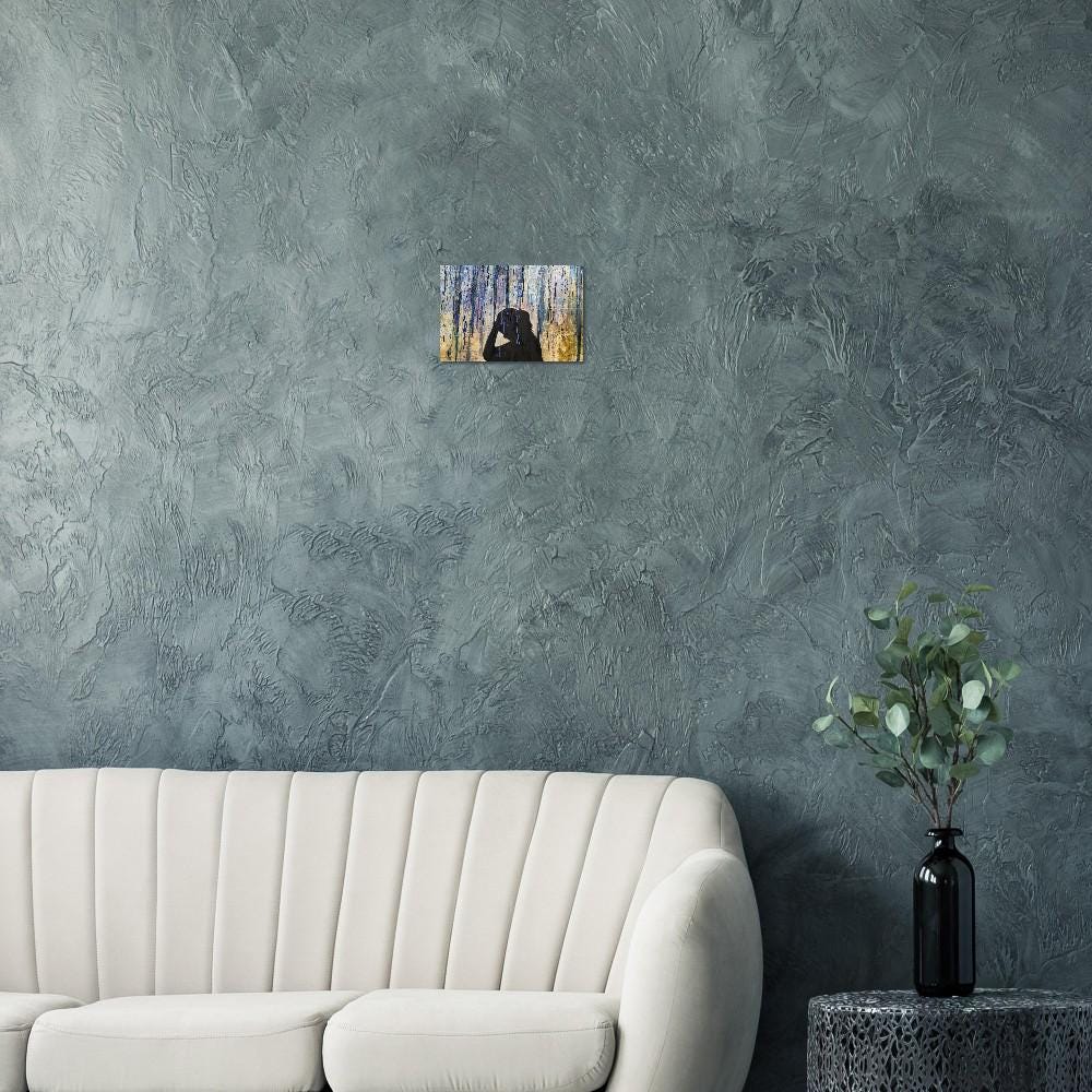Sorrowful Silhouette Foam Print - Grief & Emotion | Mixed Media Art Home Decor
