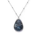 Ellipse Pendant Necklace, Zinc Alloy Chain, Butterfly Print