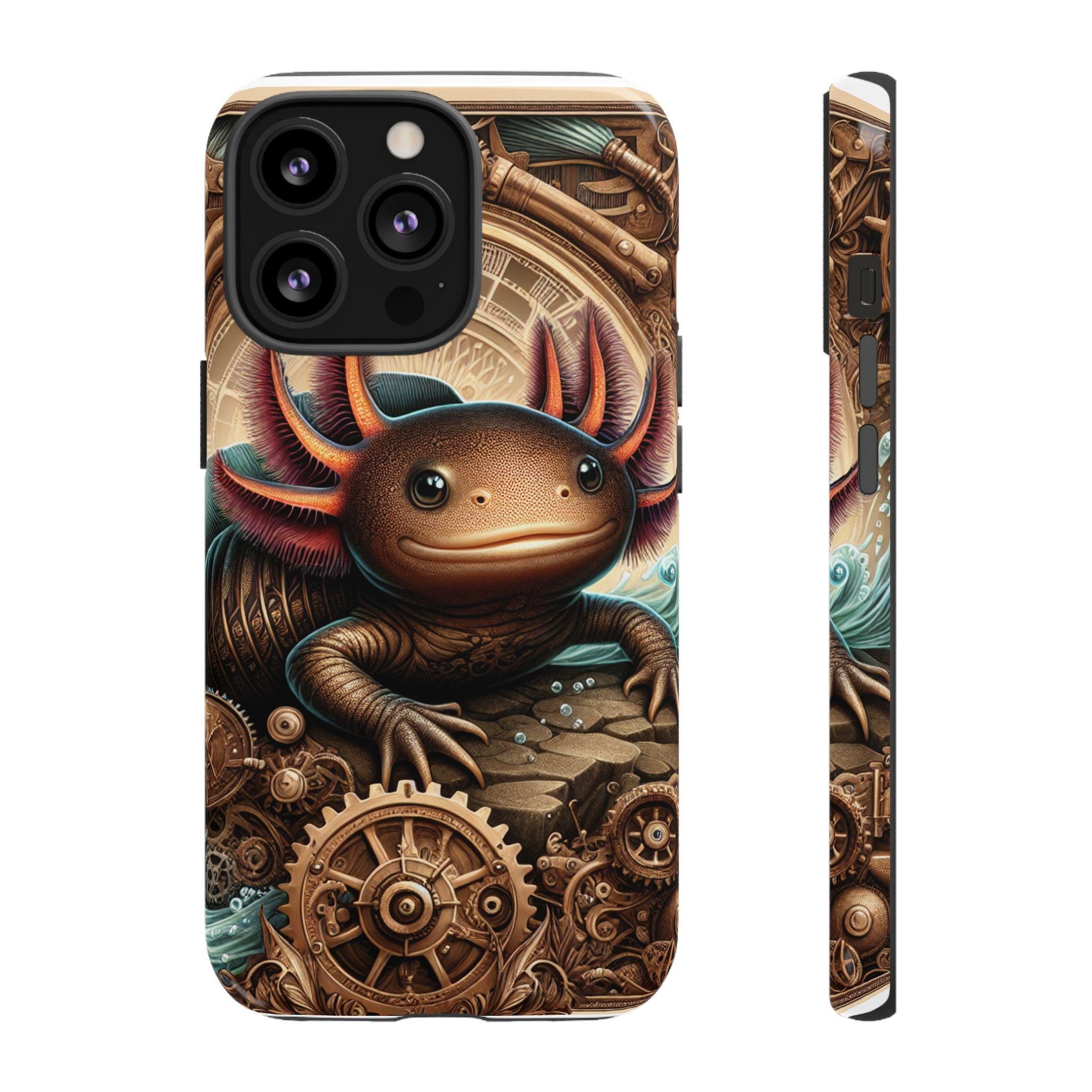 Steampunk Axolotl Protective Phone Case – Unique Cell Phone Cover