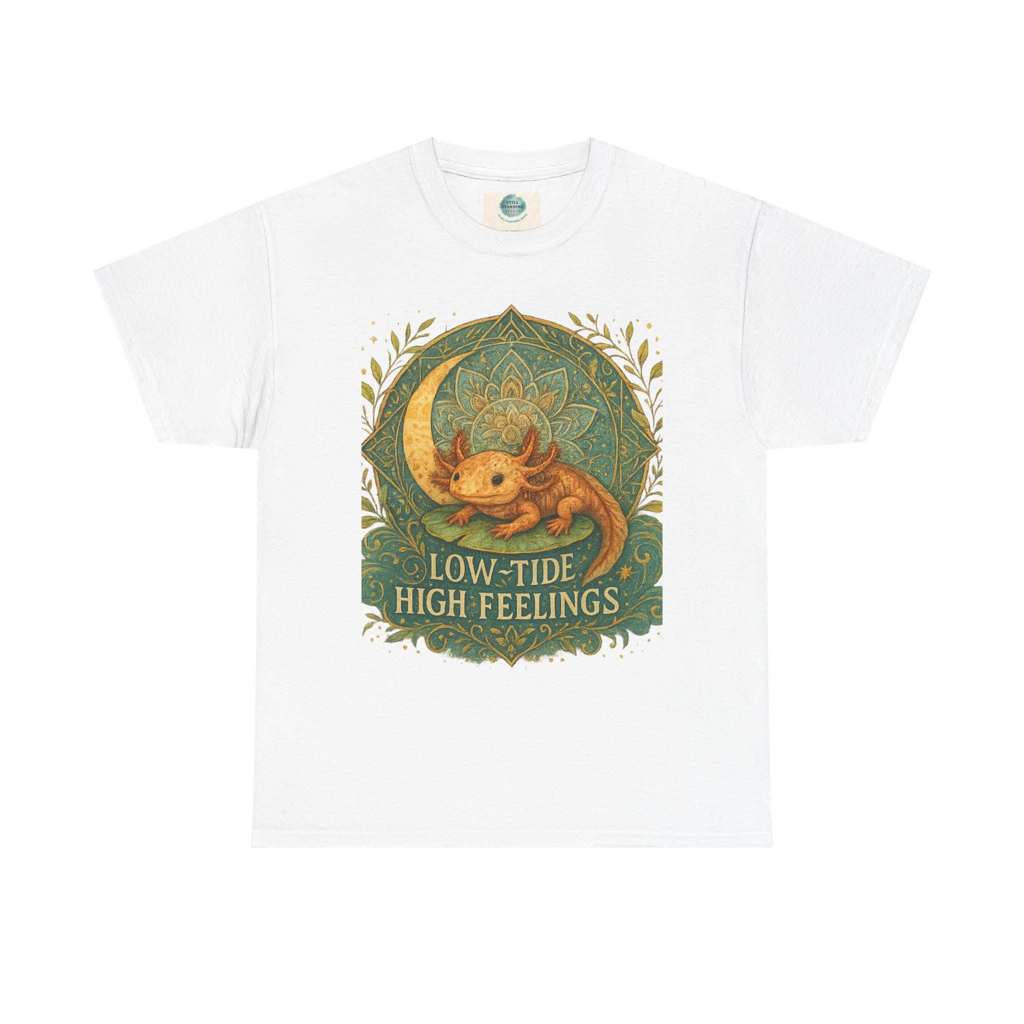 Axolotl Heavy Cotton Tee, Low-Tide High Feelings, Unisex Shirt