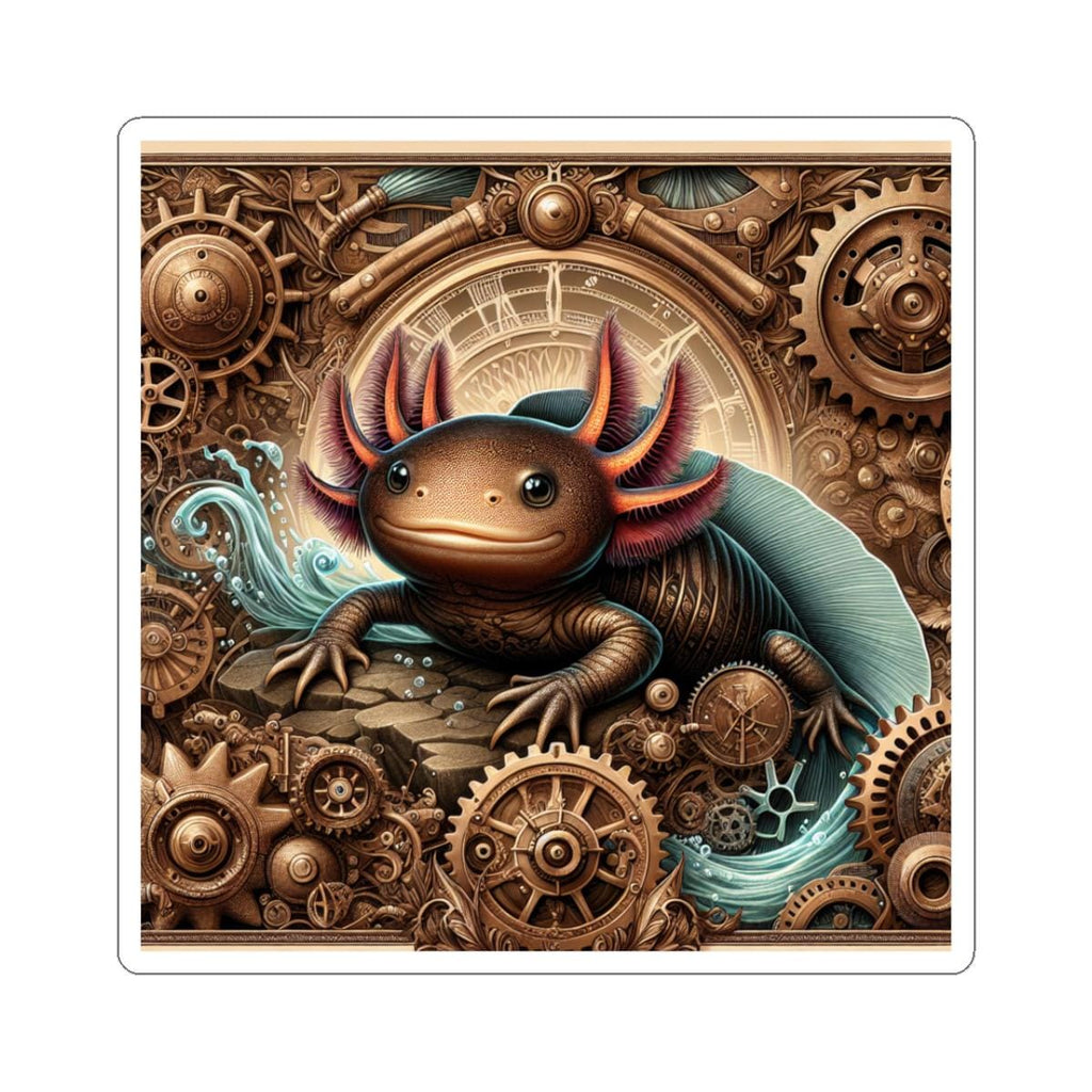 Steampunk Axolotl Sticker | Glossy Vinyl Decal, Laptop Decor