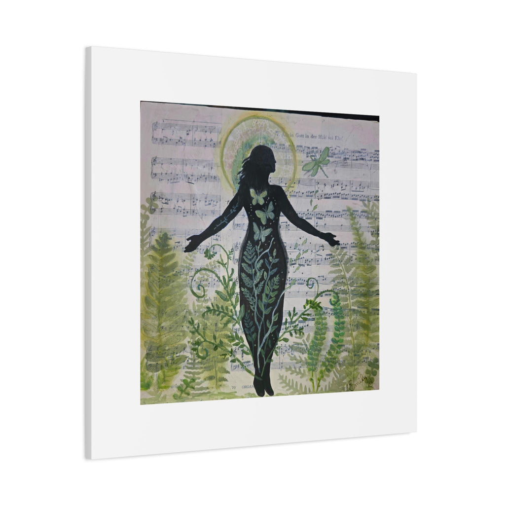 Botanical Dragonfly Silhouette Canvas Print, Healing Mixed Media Wall Art