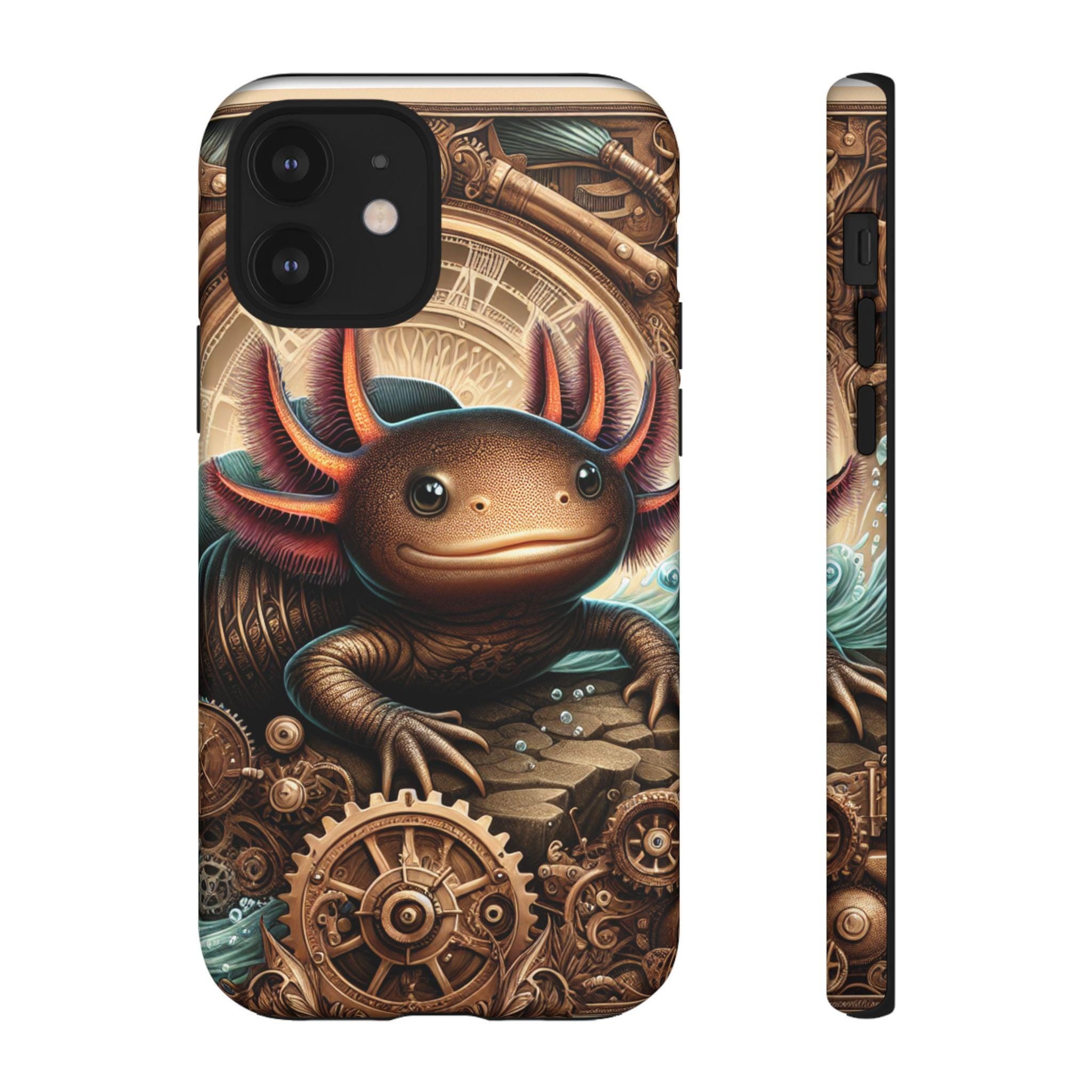 Steampunk Axolotl Protective Phone Case – Unique Cell Phone Cover