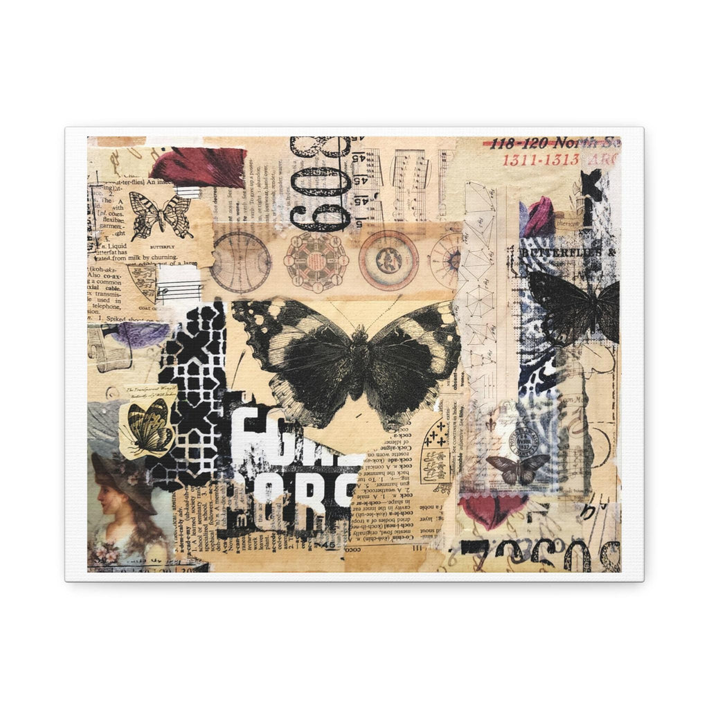 Butterfly Ephemera Art Print, Layered Mixed Media Collage (Digital Download)