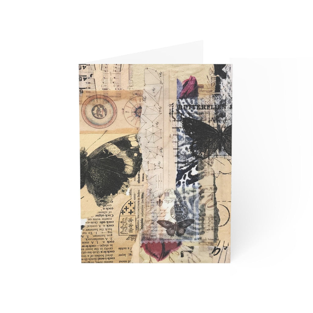 Vintage Collage Butterfly Greeting Card | Pack of 1, 10, 30, 50