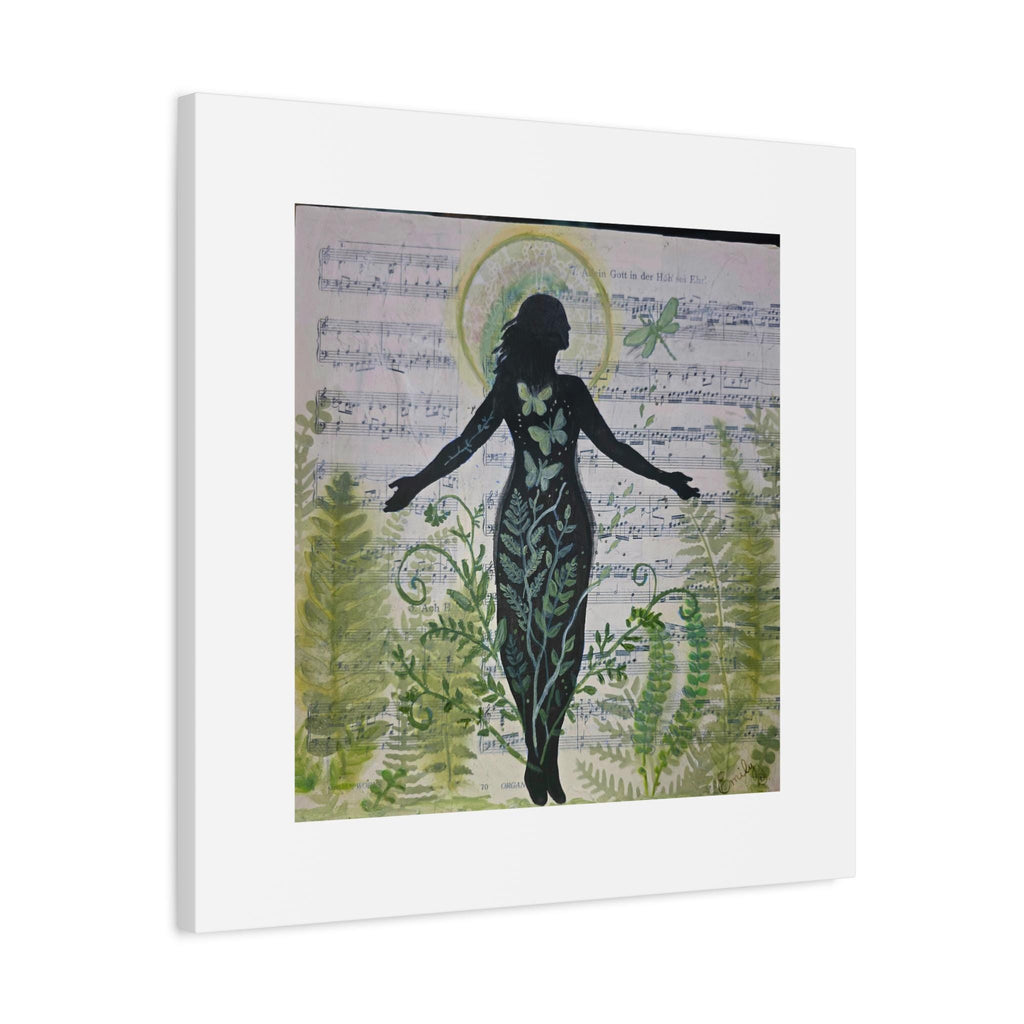 Botanical Dragonfly Silhouette Canvas Print, Healing Mixed Media Wall Art