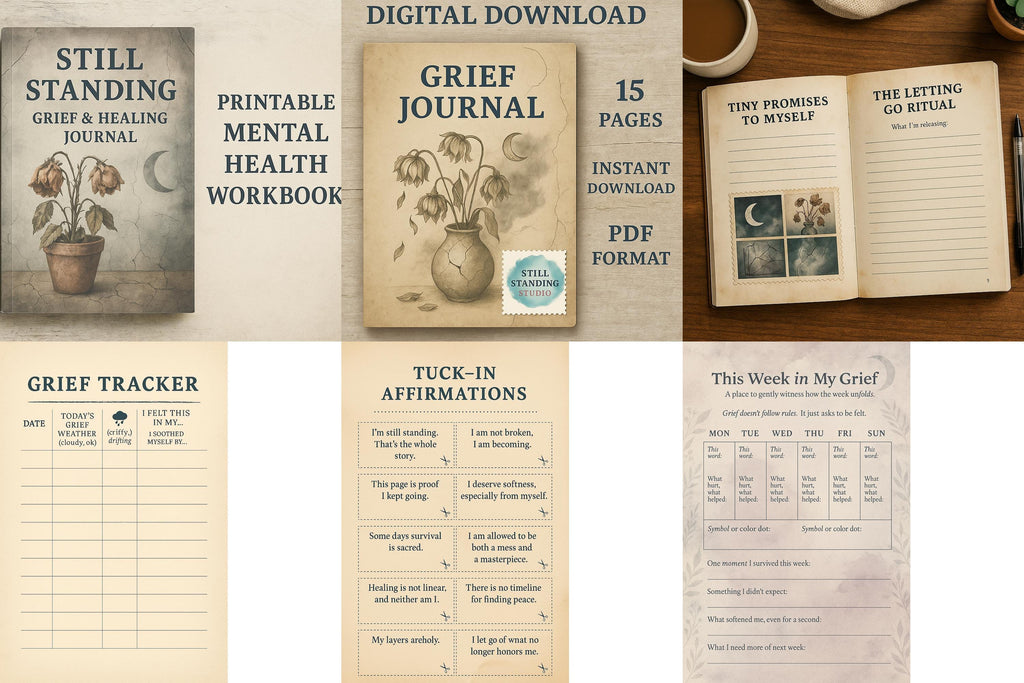 Grief and Healing Printable Journal | Self Compassion Workbook (PDF Download)