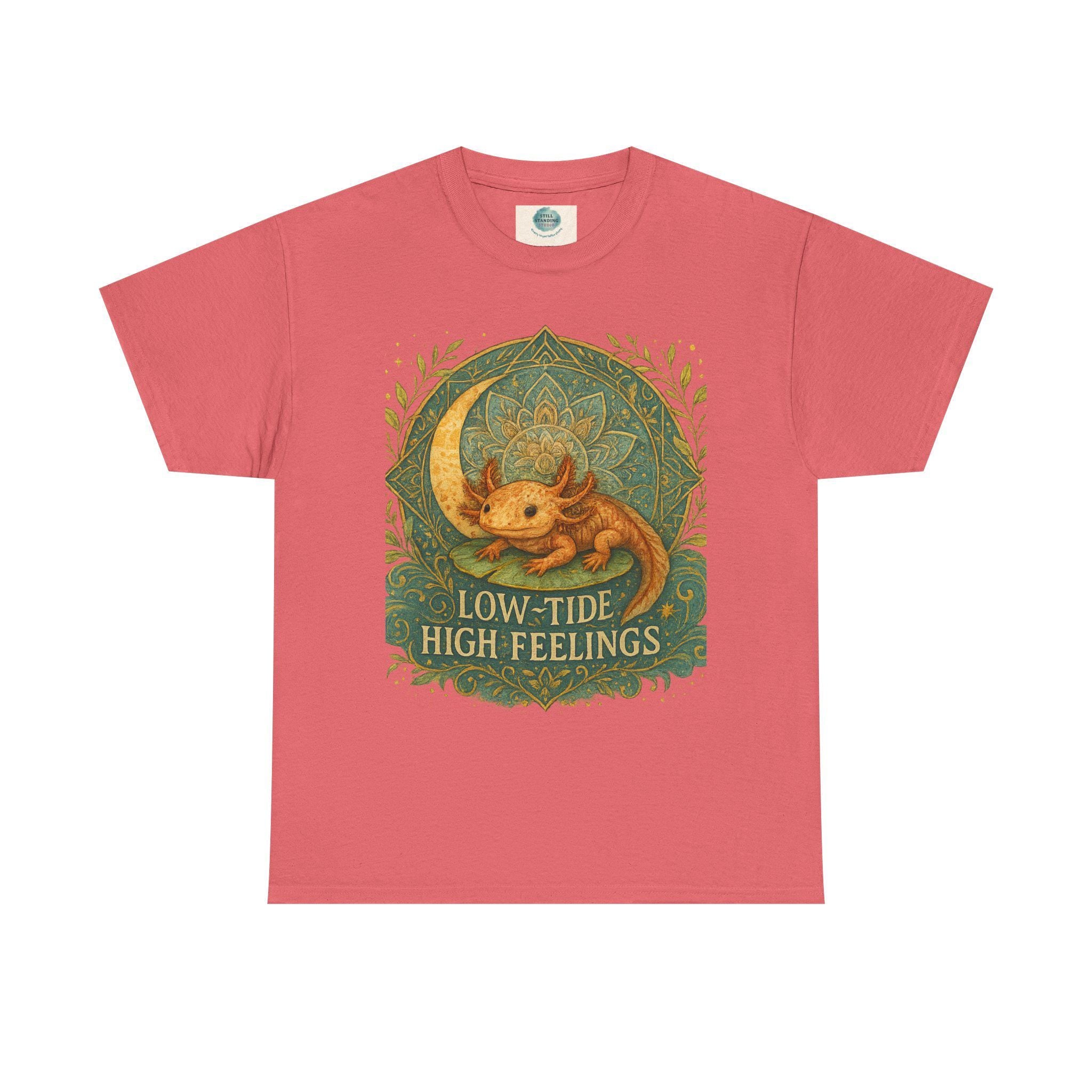 Axolotl Heavy Cotton Tee, Low-Tide High Feelings, Unisex Shirt