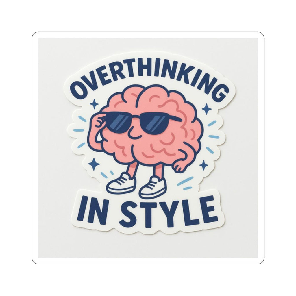 Overthinking Brain Vinyl Sticker, Funny Laptop Decal