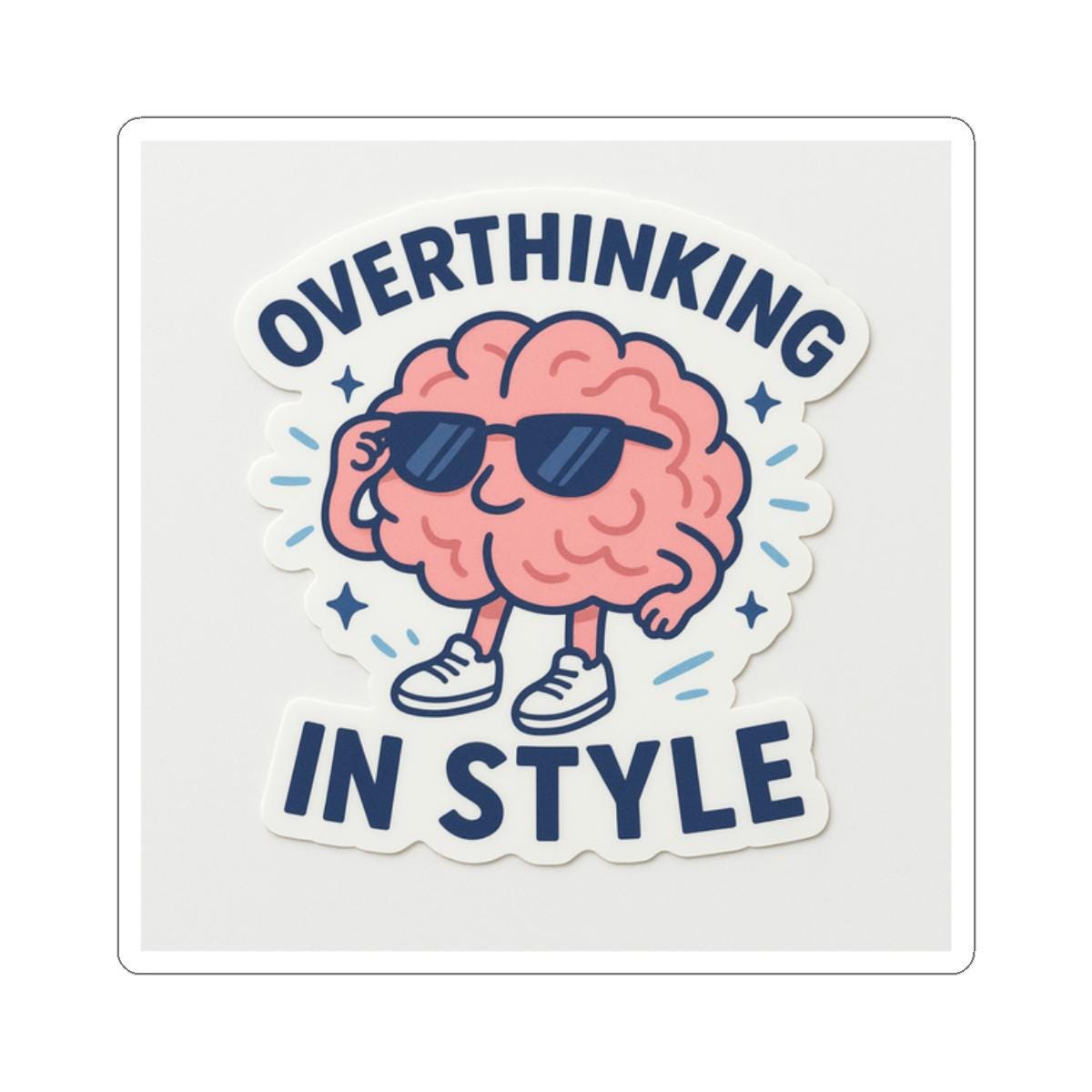 Overthinking Brain Vinyl Sticker, Funny Laptop Decal