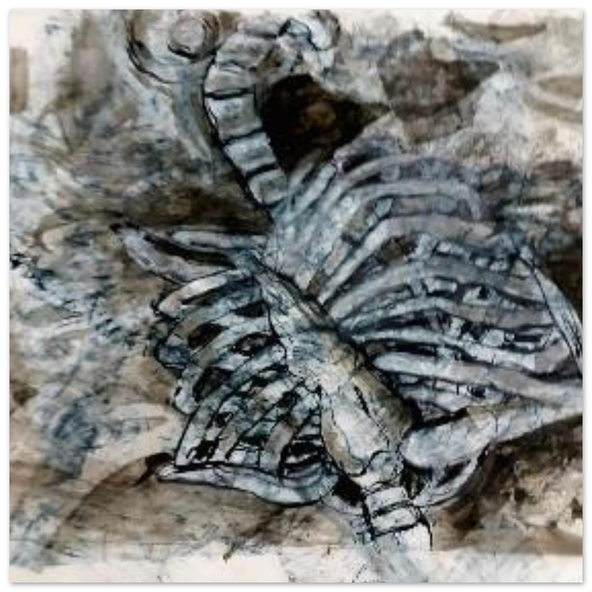 Moody Skeleton Rib Cage Foam Print | Gothic Wall  Ink Drawing, Modern Home Decor