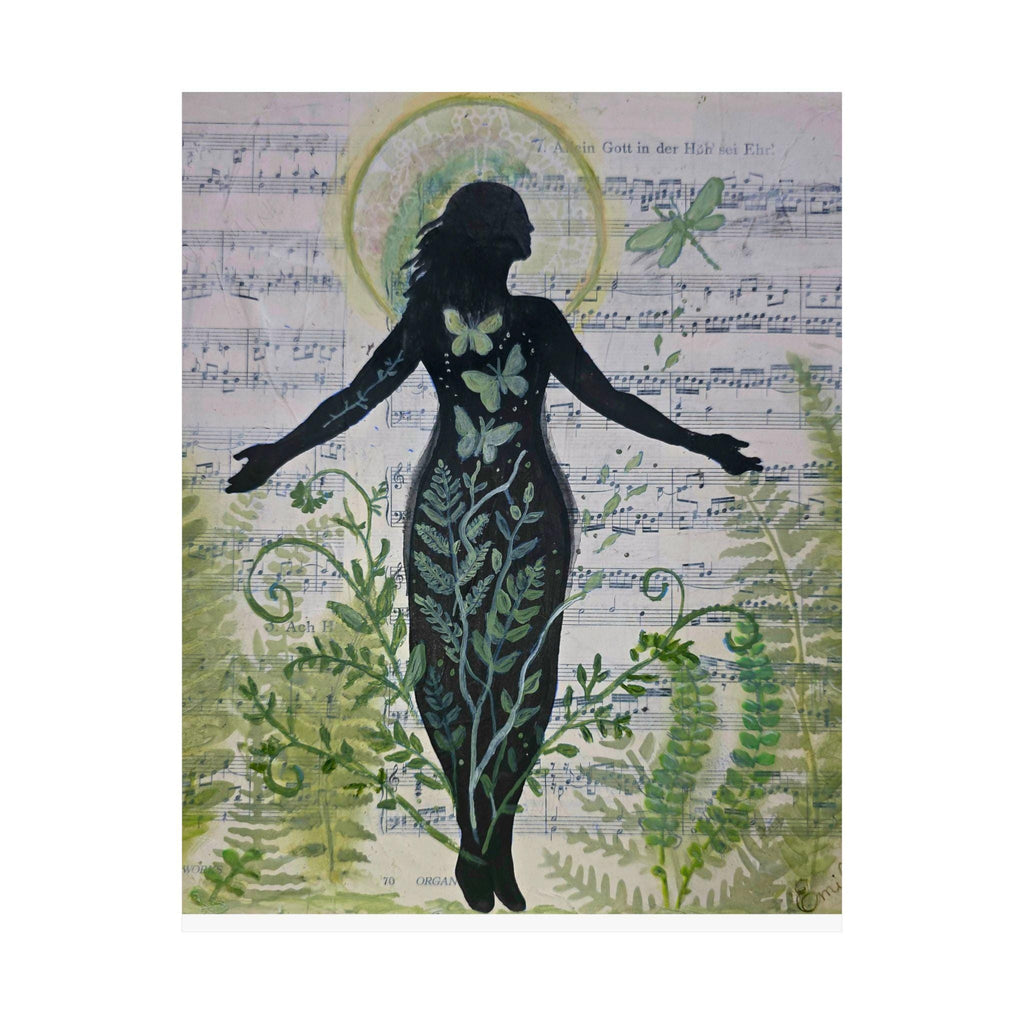 Nature Goddess Satin Poster, Butterfly Print, Botanical Home Decor