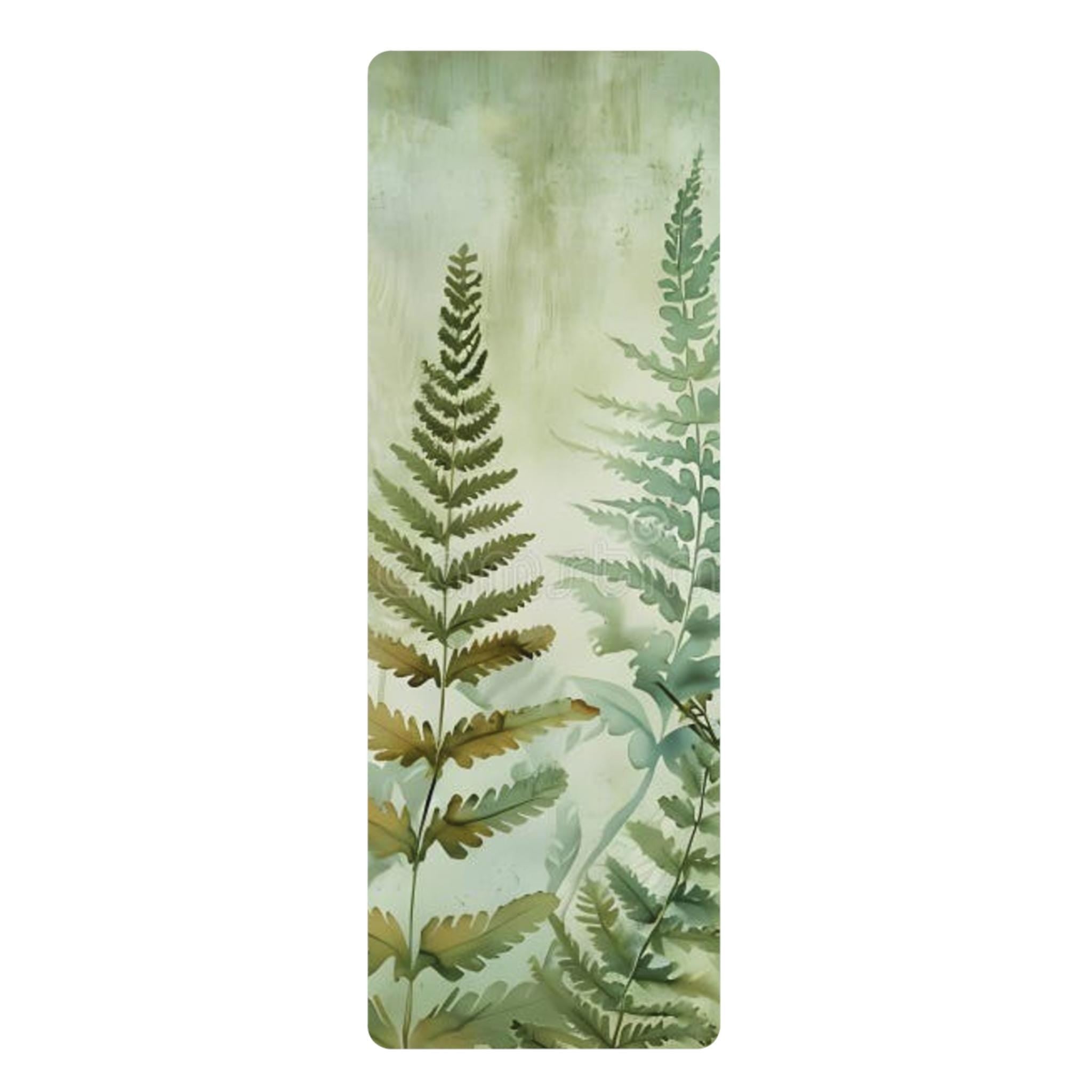 Fern Design Rubber Yoga Mat, Green Wellness, 24x70