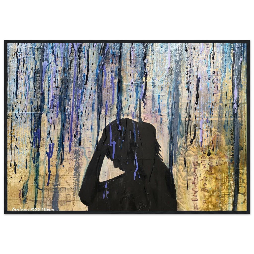 Melancholy Art Print | Abstract Silhouette, Wooden Frame