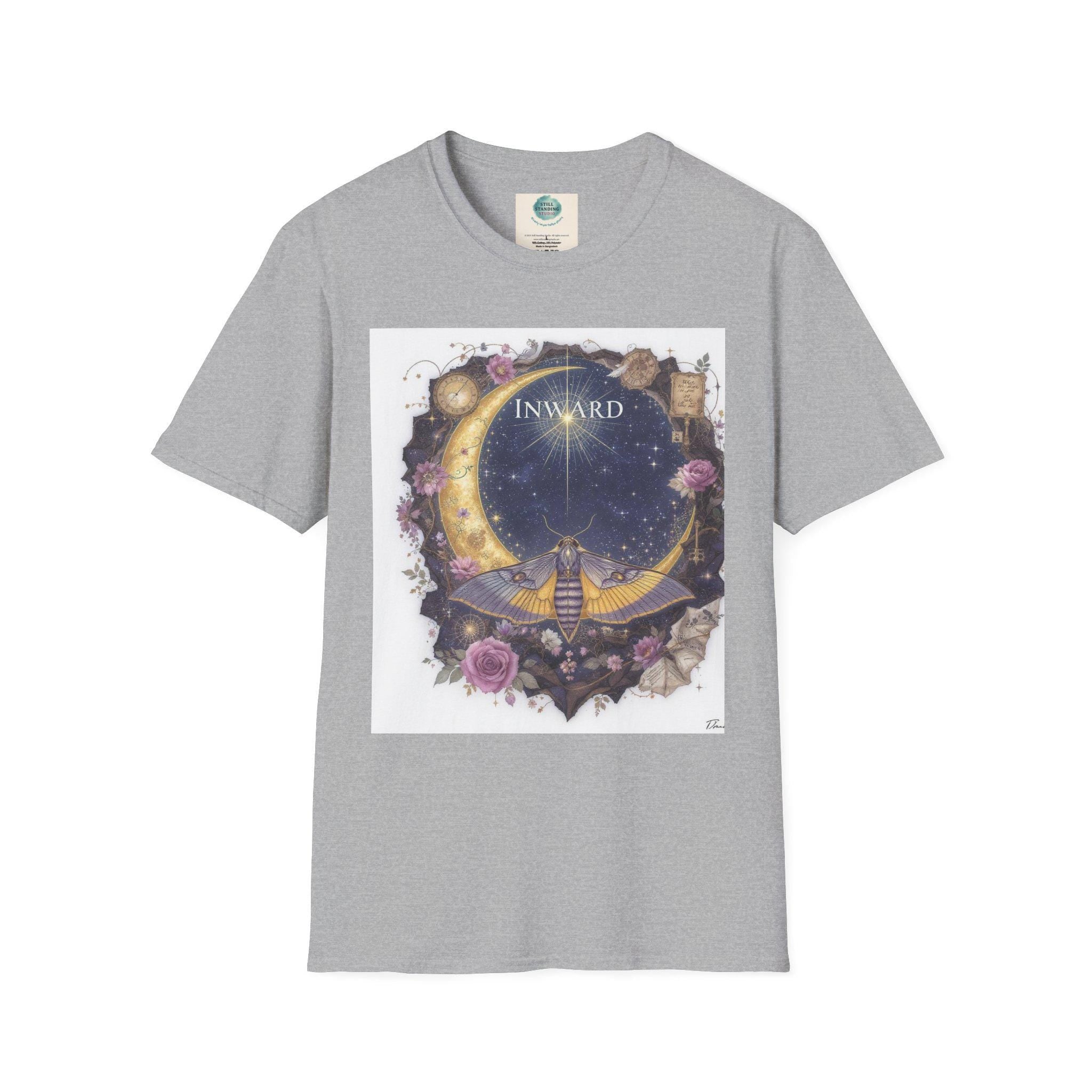 Mystical Moon Graphic T-Shirt – Boho Celestial Art Tee