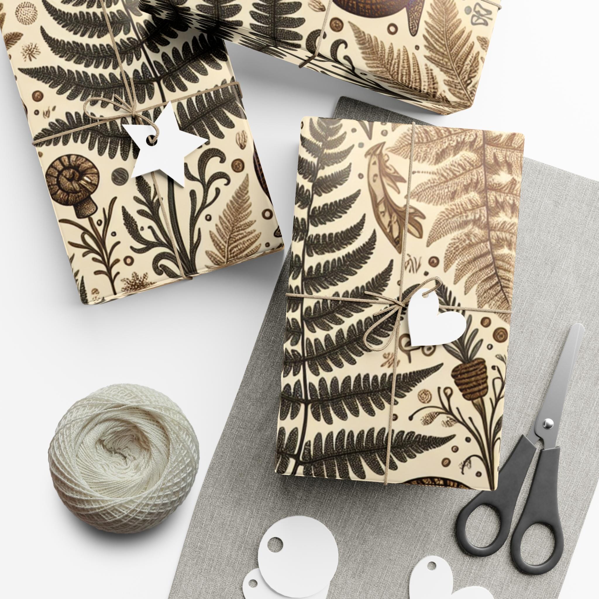 Mushroom Snail Fern Wrapping Paper, Cottagecore Gift Wrap