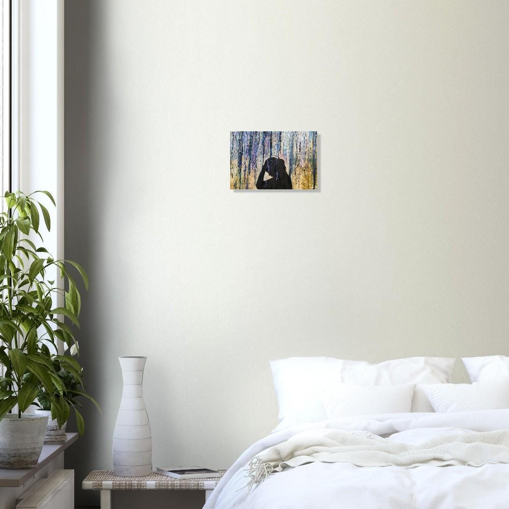 Sorrowful Silhouette Foam Print - Grief & Emotion | Mixed Media Art Home Decor
