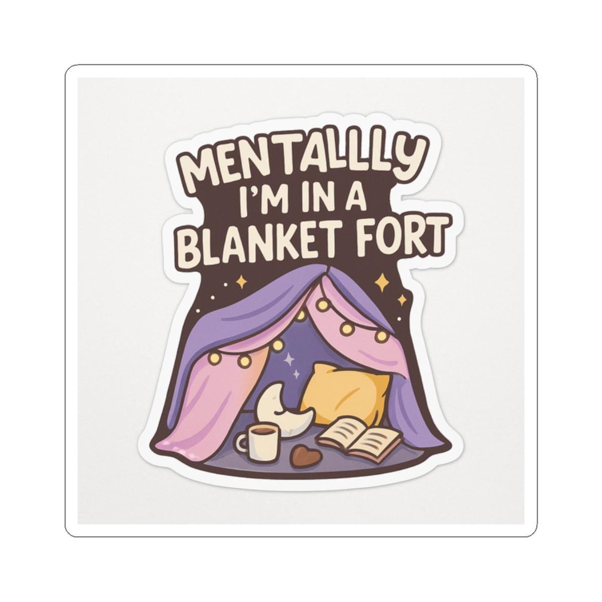 Blanket Fort Sticker – Cozy Laptop Decal, Home Office Decor