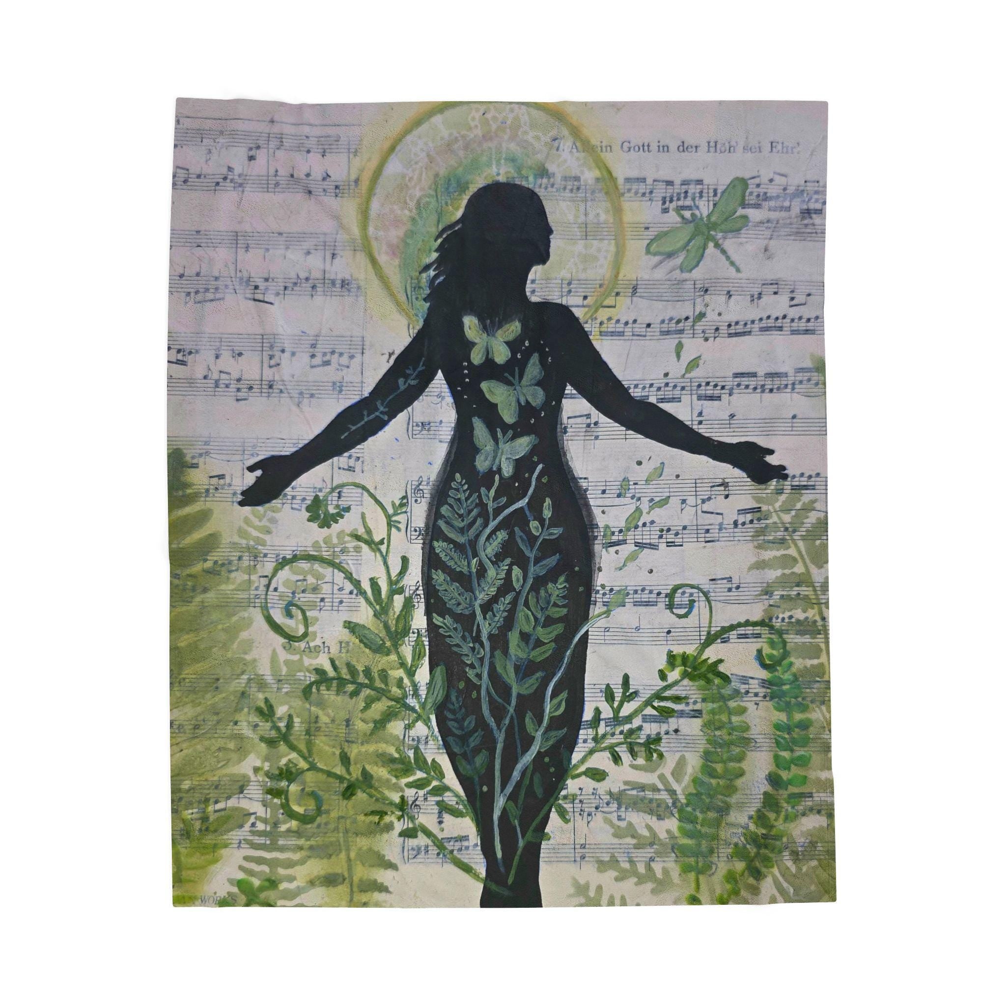 Nature Inspired Velveteen Plush Blanket | Whimsical Cozy Throw