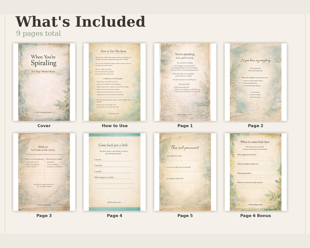 When You're Spiraling – Printable Mental Reset Journal