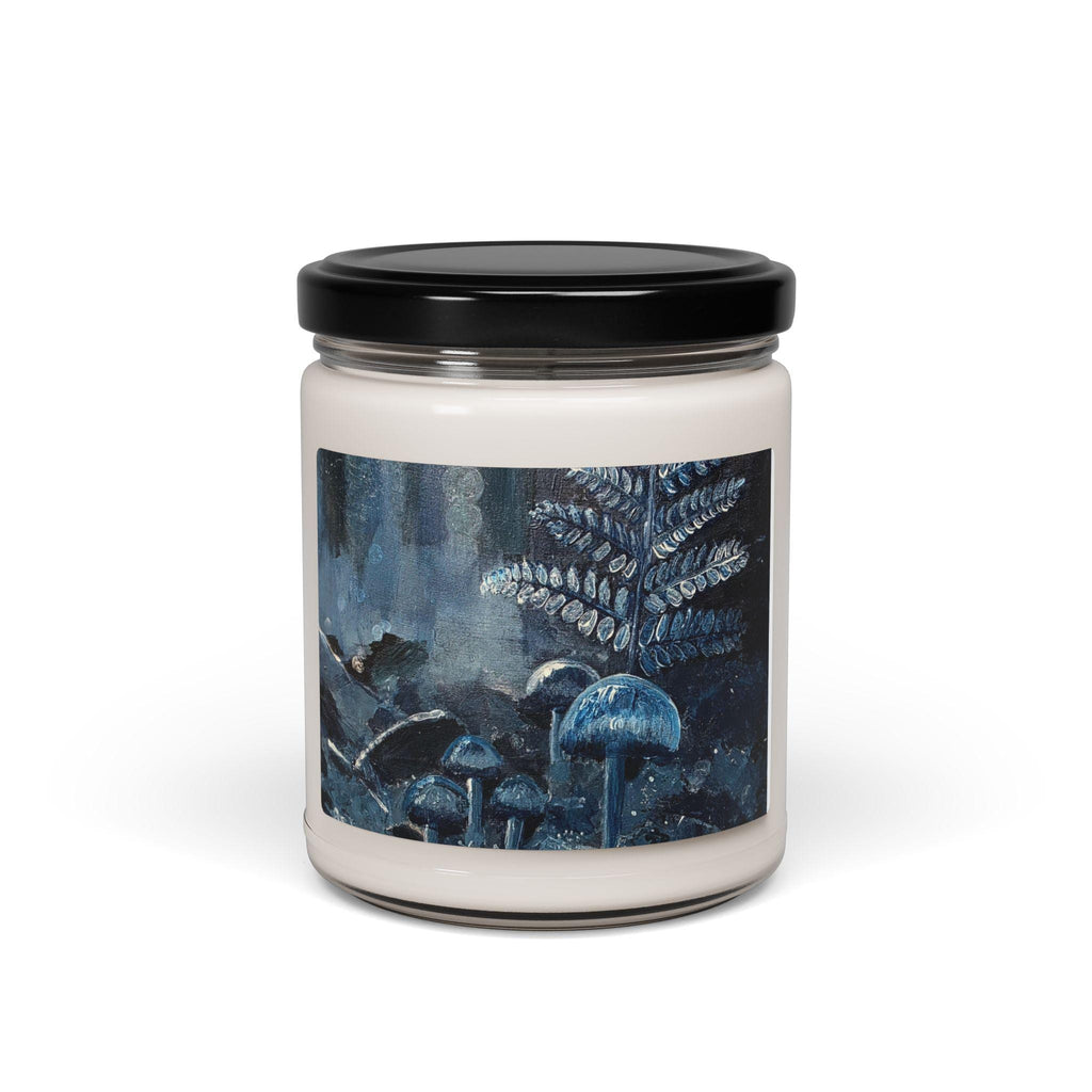 Forest Mushroom Soy Candle, Blue Gray Cozy Home Decor, 9oz
