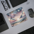 Celestial Dreamscape Mouse Pad, Watercolor Moon and Stars Desk Mat