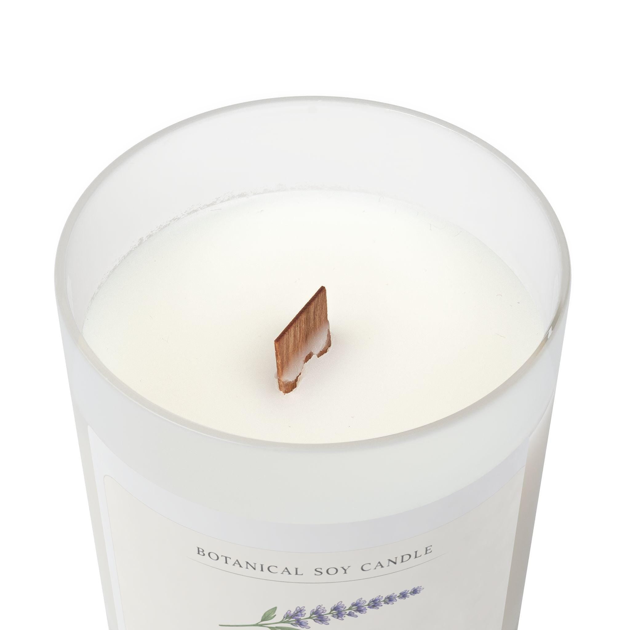 Lavender Botanical Soy Candle | Frosted Jar, Maple Lid, Coconut Wax, Relaxation