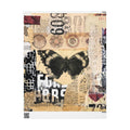 Vintage Butterfly Collage Wrapping Paper | Vintage Newsprint Floral