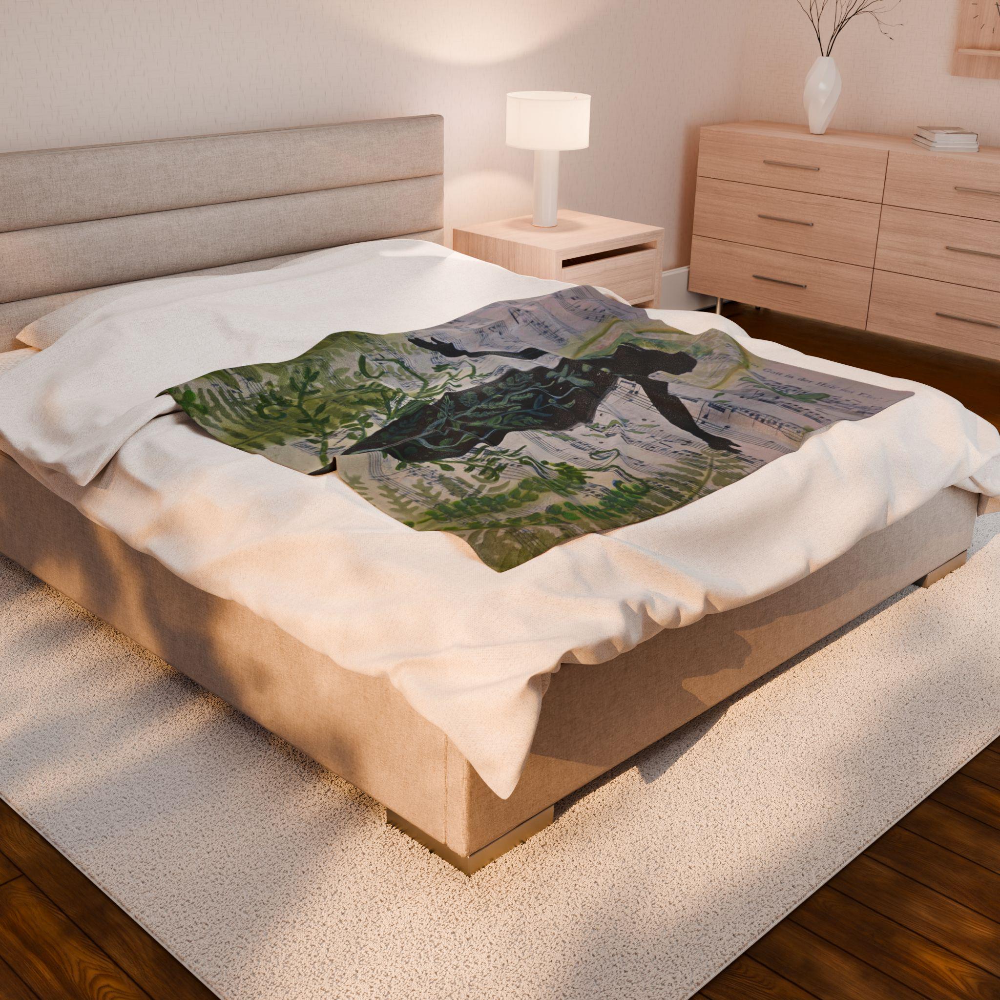 Nature Inspired Velveteen Plush Blanket | Whimsical Cozy Throw