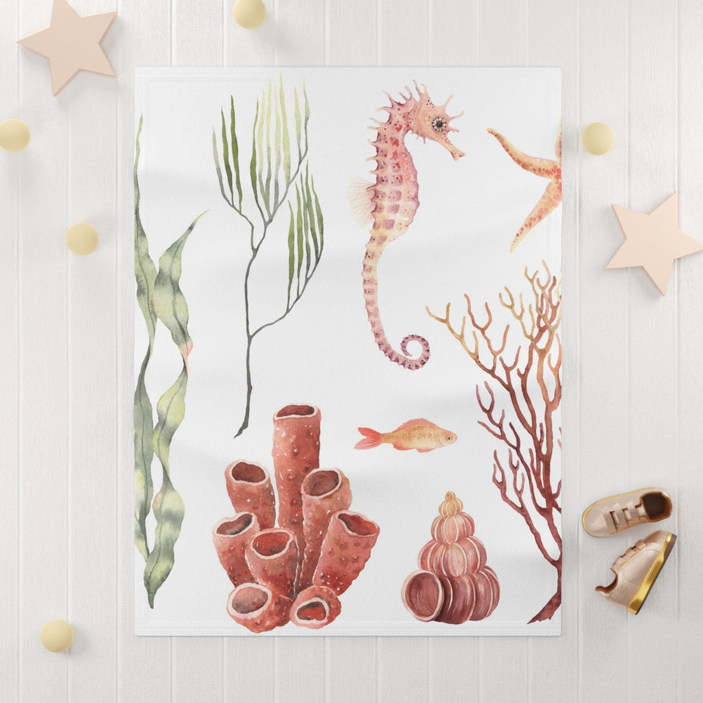 Ocean Fleece Baby Blanket – Nautical Nursery Decor, Coastal Throw