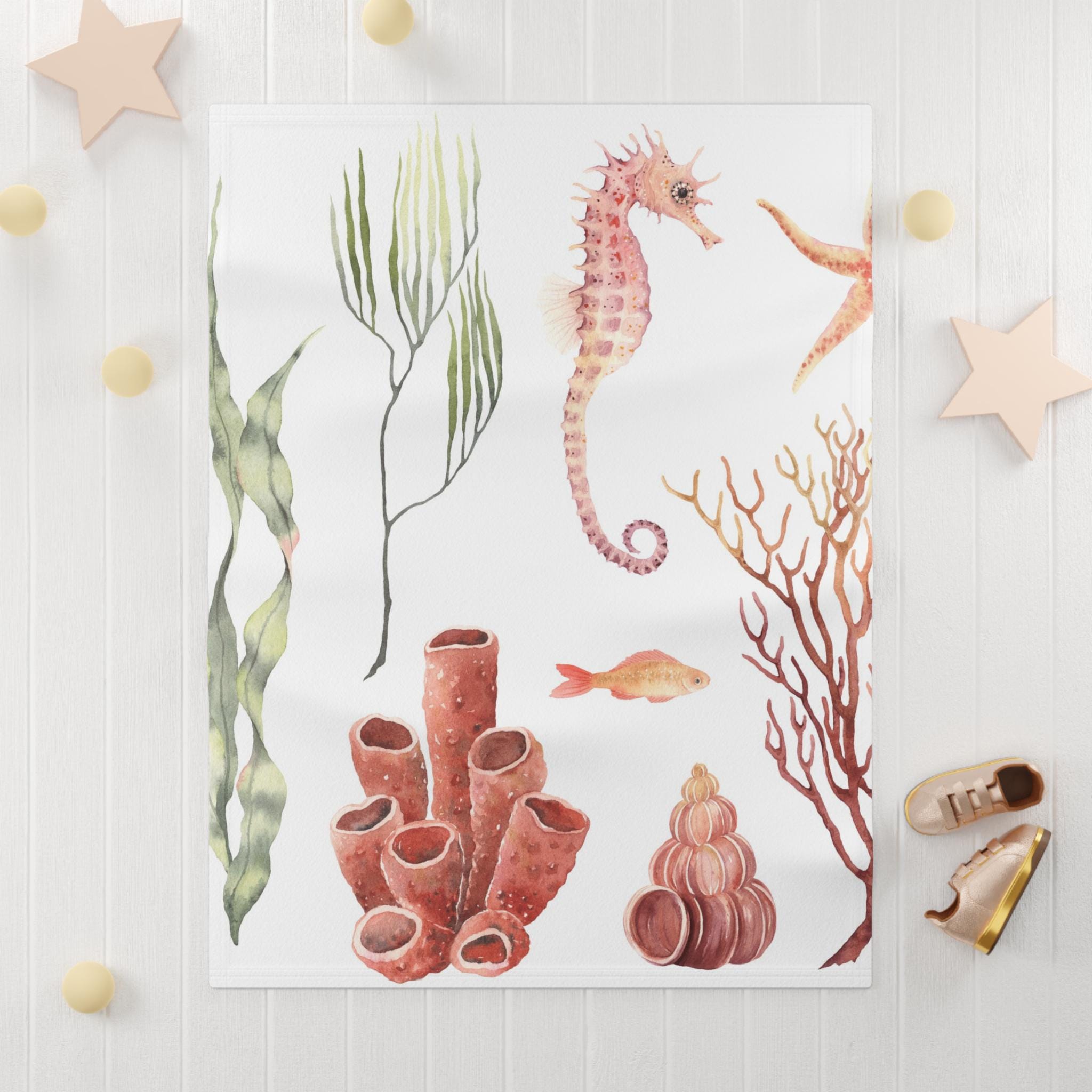 Ocean Fleece Baby Blanket – Nautical Nursery Decor, Coastal Throw