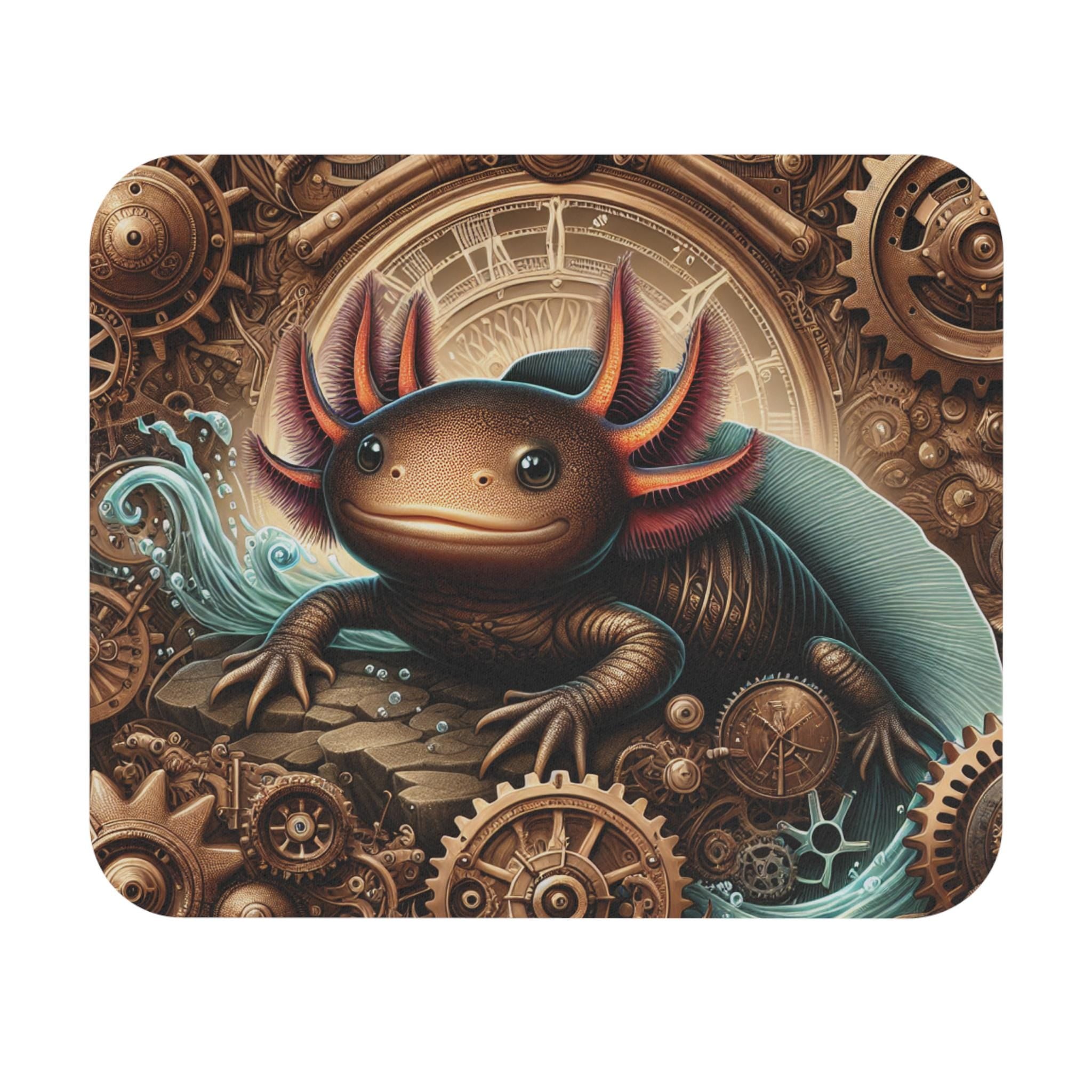 Steampunk Axolotl Mouse Pad - Rectangle, Gaming Mouse Mat, Desk Accessories, Non-Slip Mousepad, Office Decor
