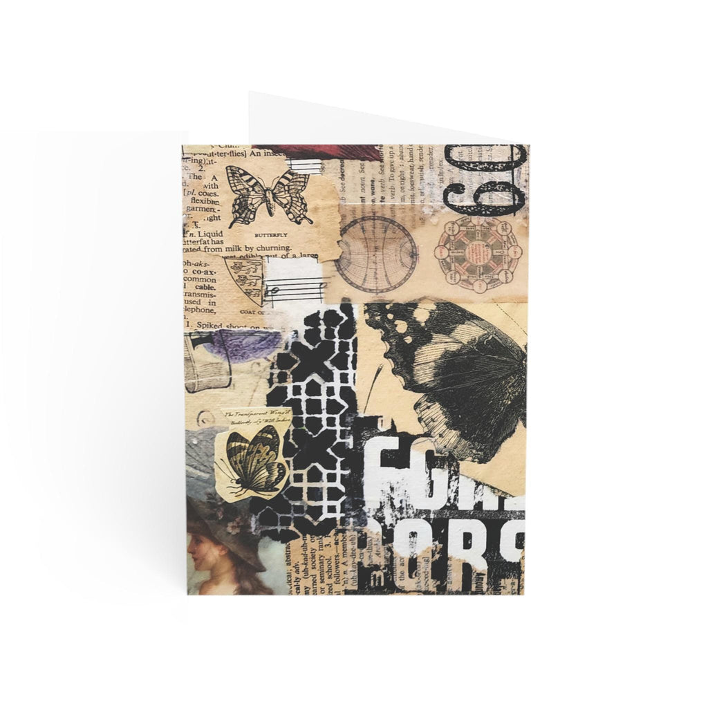 Vintage Collage Butterfly Greeting Card | Pack of 1, 10, 30, 50