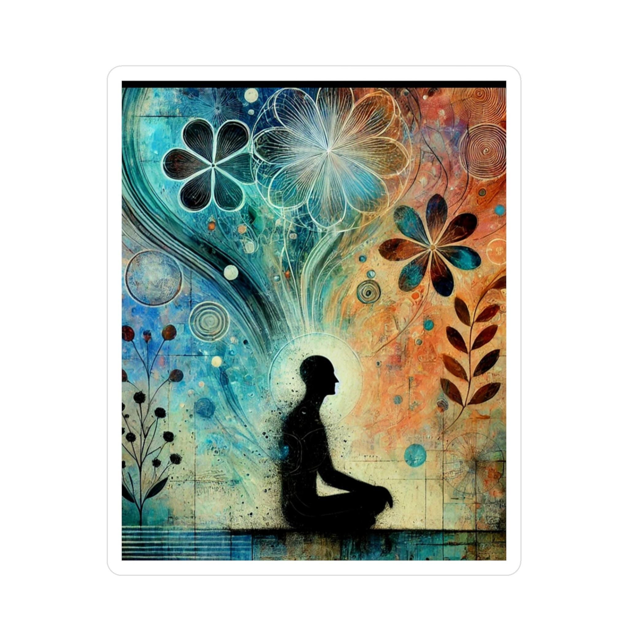 Boho Floral Silhouette Vinyl Sticker, Botanical Wall Art