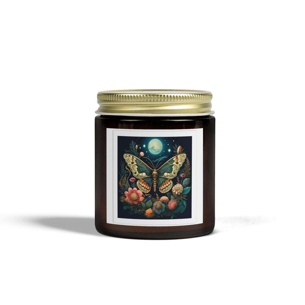 Coconut Apricot Wax Scented Candle | Long-Lasting Fragrance, Amber/Clear Vessel, Gold Lid