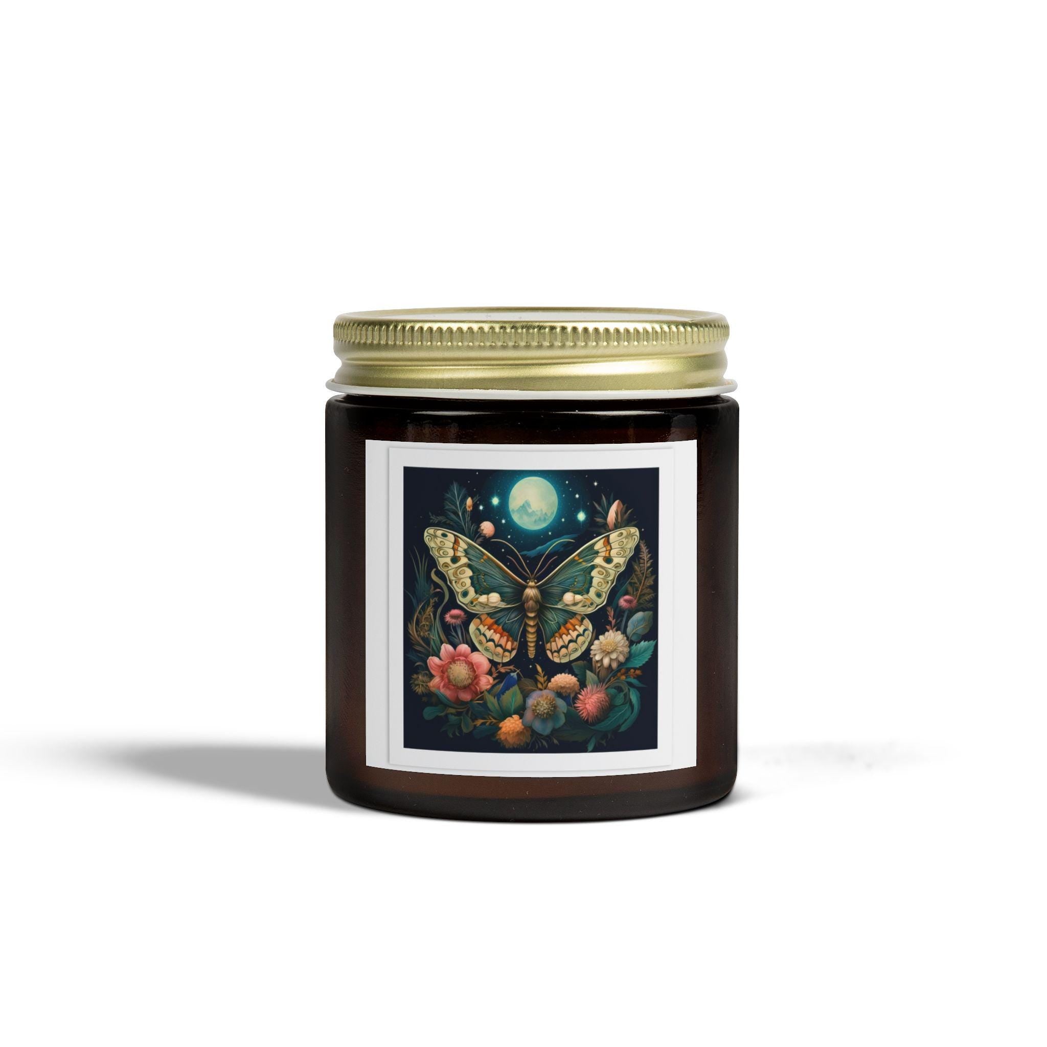 Coconut Apricot Wax Scented Candle | Long-Lasting Fragrance, Amber/Clear Vessel, Gold Lid