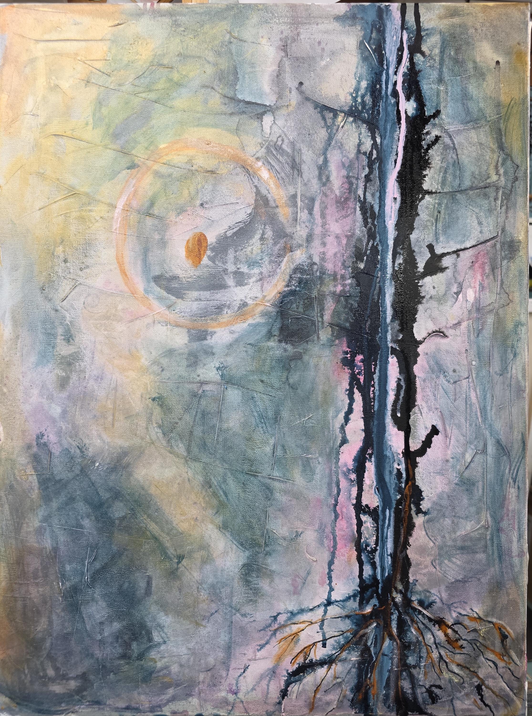 Abstract Roots Painting - Strength Independence Art, Modern Wall Decor, Resilience Growth Artwork,  Gift