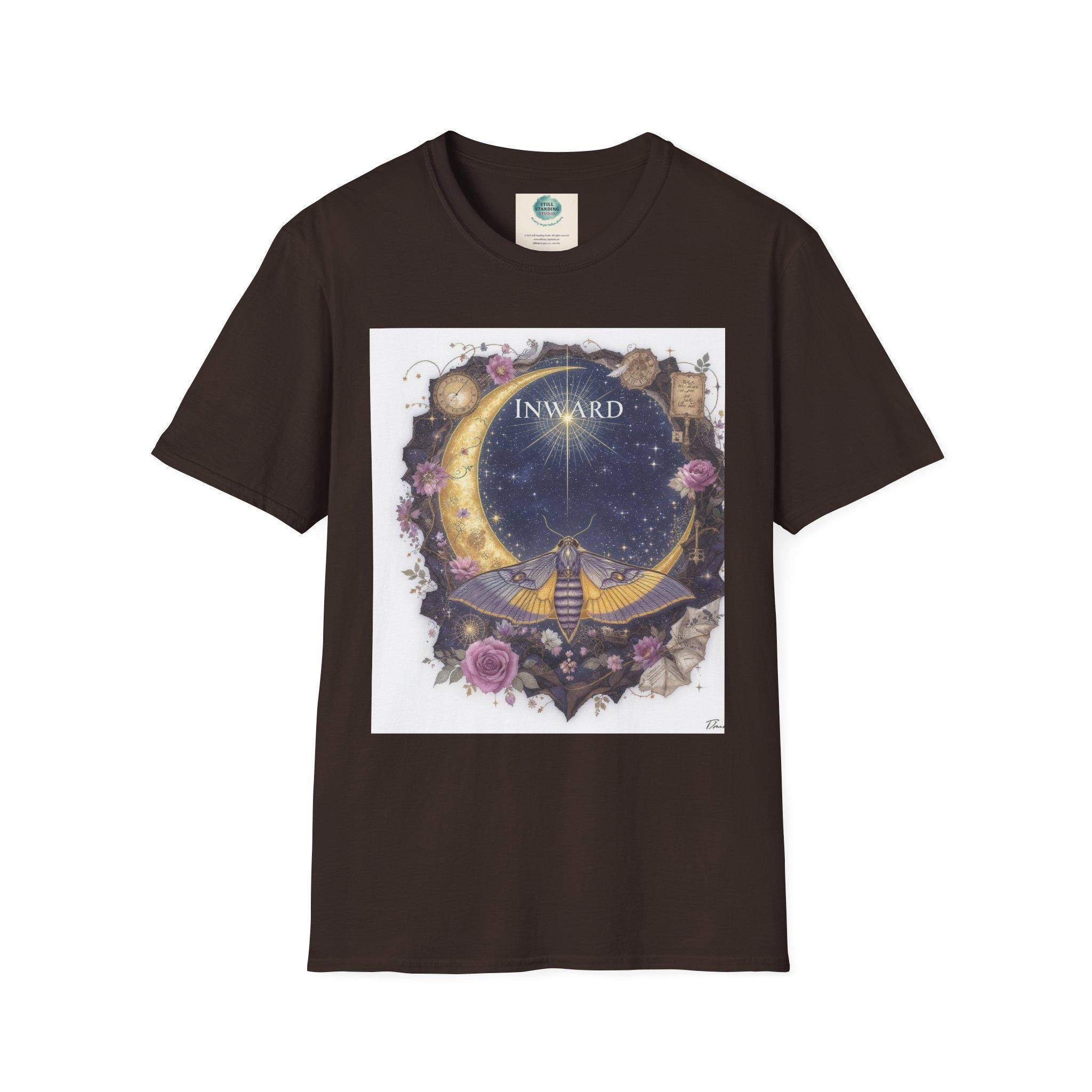 Mystical Moon Graphic T-Shirt – Boho Celestial Art Tee