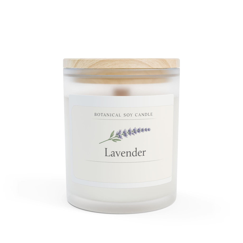 Lavender Botanical Soy Candle | Frosted Jar, Maple Lid, Coconut Wax, Relaxation