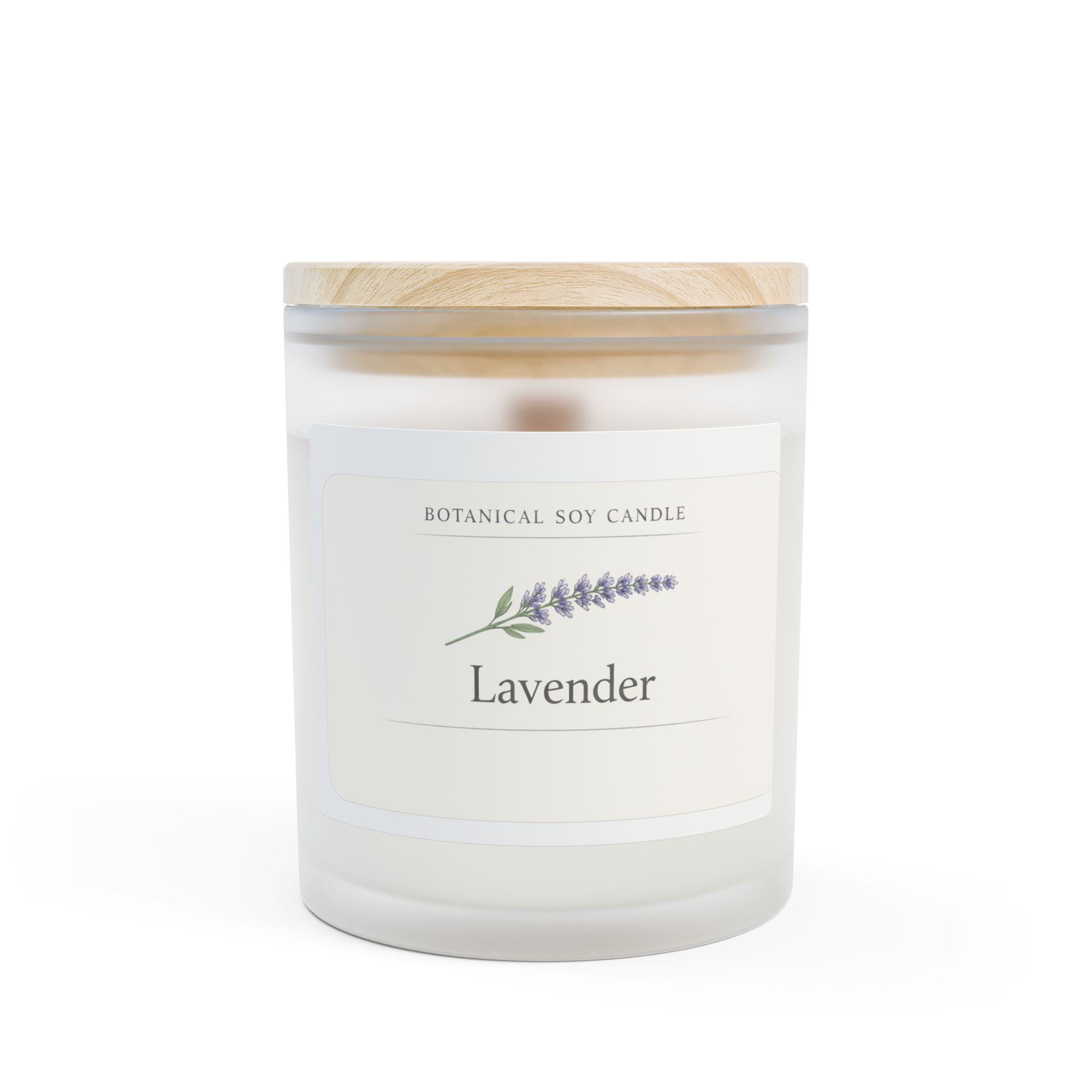 Lavender Botanical Soy Candle | Frosted Jar, Maple Lid, Coconut Wax, Relaxation