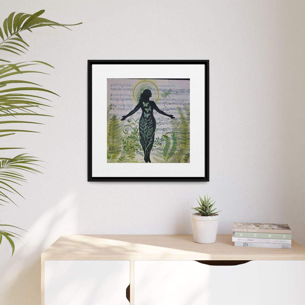 Dragonfly Silhouette Canvas Print, Botanical Wall Art, Healing Mixed Media