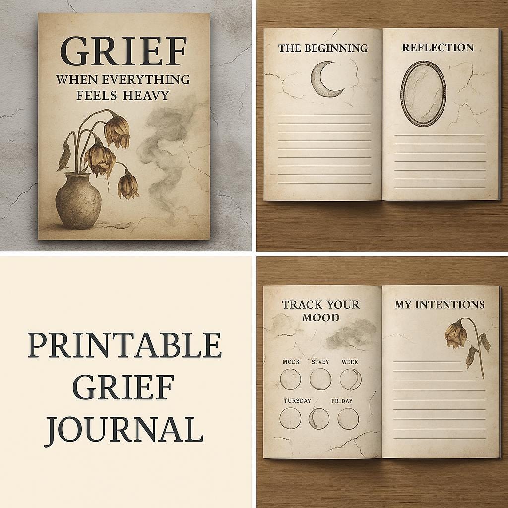 Grief and Healing Printable Journal | Self Compassion Workbook (PDF Download)