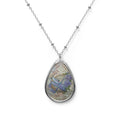 Floral Dragonfly Oval Necklace, Boho Chic Pendant