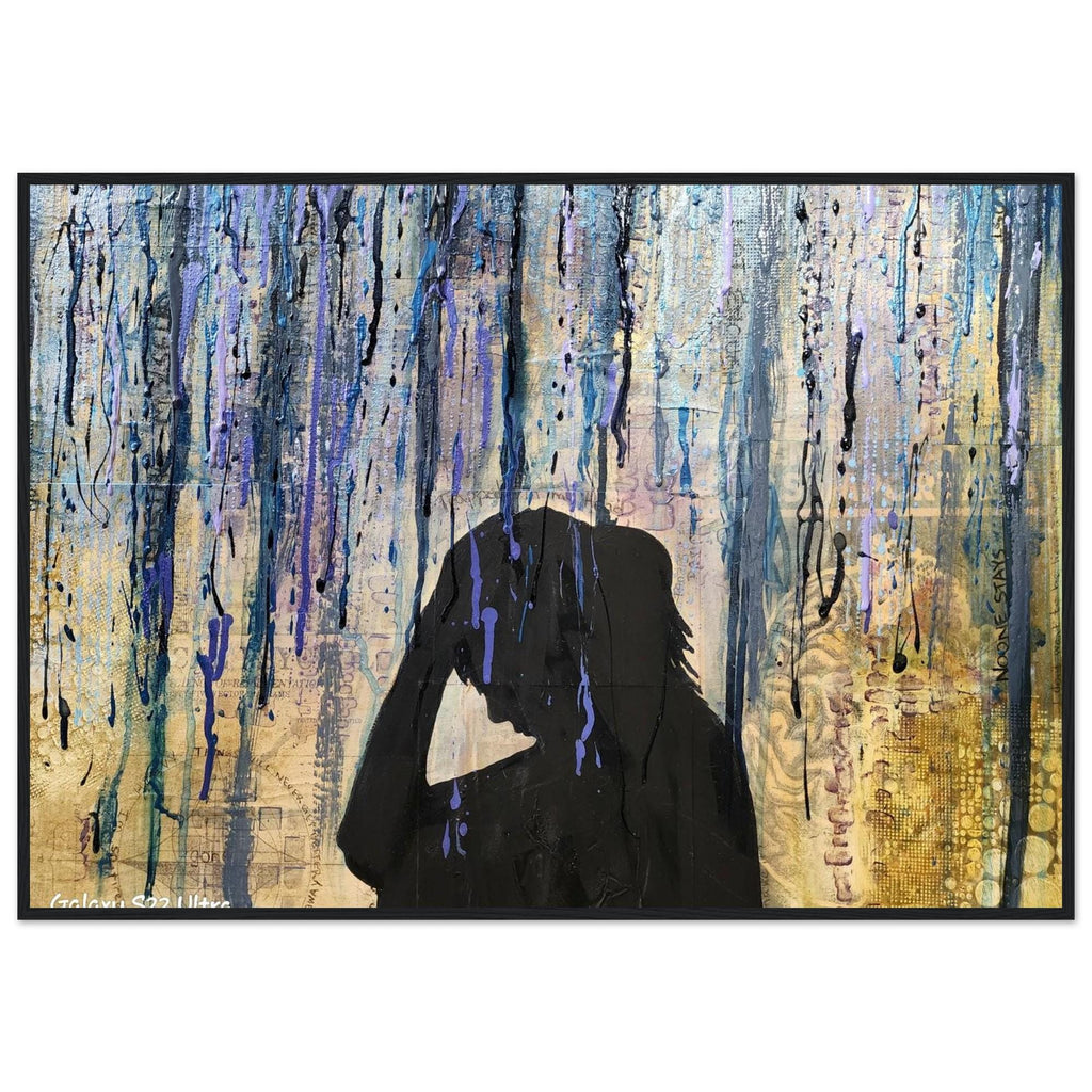 Melancholy Art Print | Abstract Silhouette, Wooden Frame