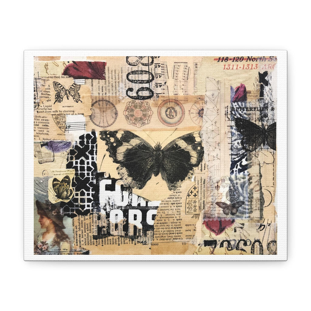 Butterfly Ephemera Art Print, Layered Mixed Media Collage (Digital Download)