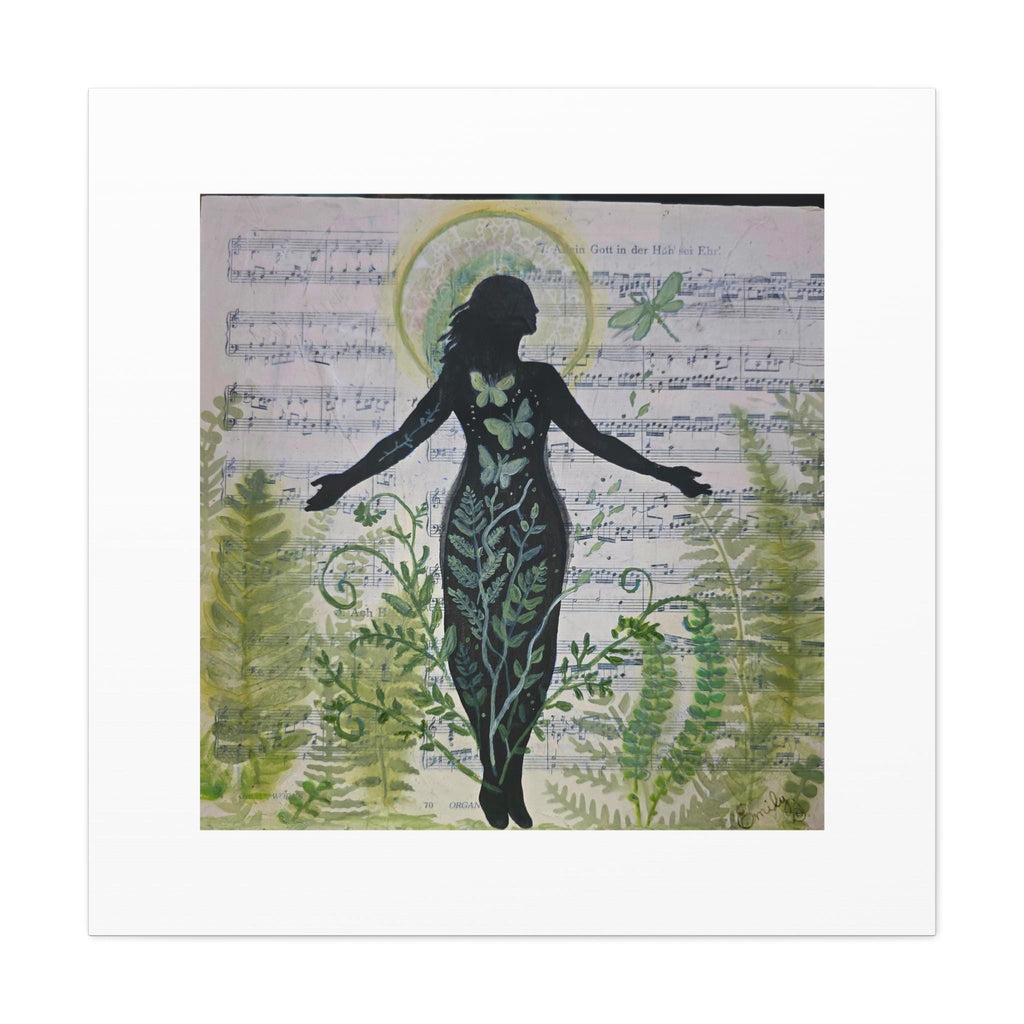 Botanical Dragonfly Silhouette Canvas Print, Healing Mixed Media Wall Art